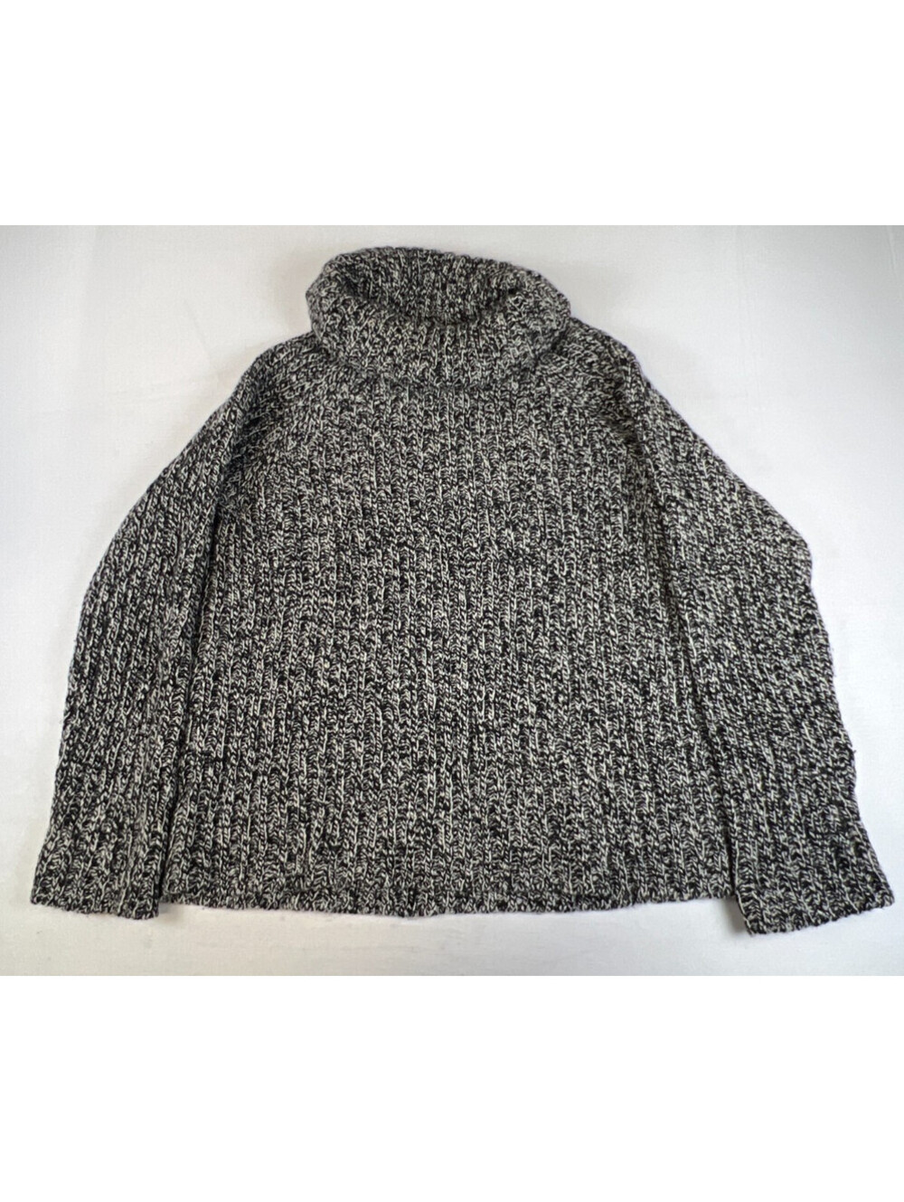 Vintage Lauren Ralph Lauren Women's M Black White Lambswool Turtleneck Sweater